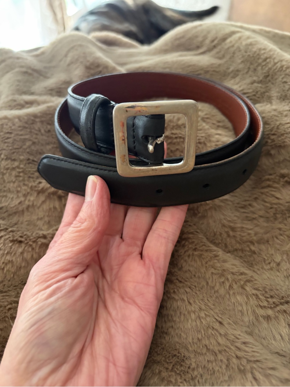 Coach 3924 Black Leather Belt with Square Silver Tone Buckle